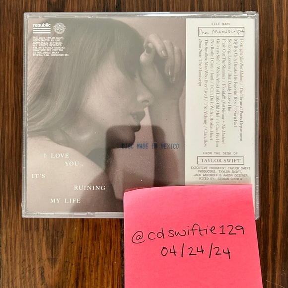 Taylor Swift, TTPD collectors cd, The Manuscript variant w/ Artifacts (unopened) - Picture 3 of 4